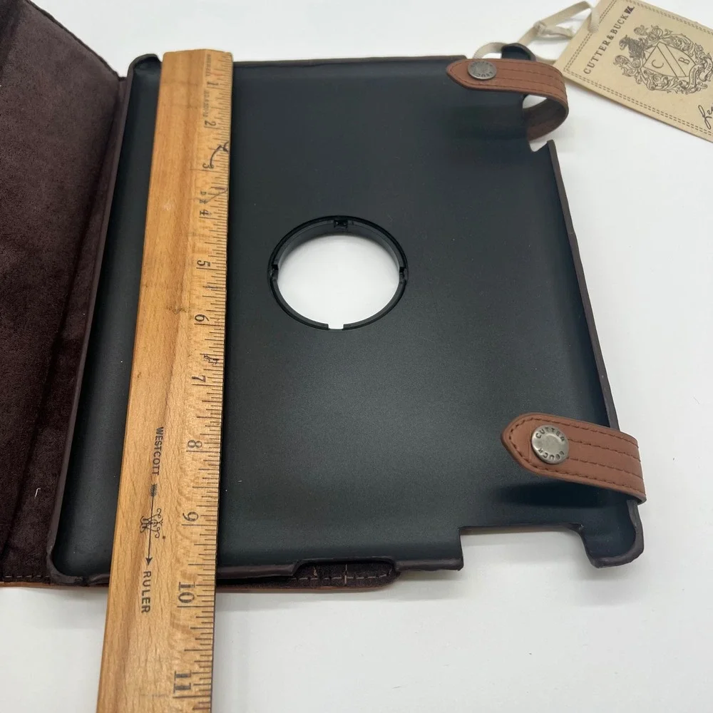Cutter & Buck Tablet Case Legacy Collection Brown Leather Folio Rotating Cover